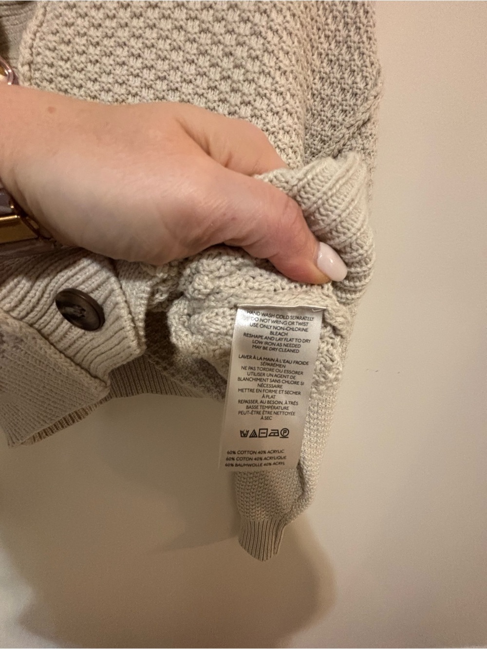 Women's Chunky Button-Up Cardigan Sweater - Beige - Picture 4 of 7